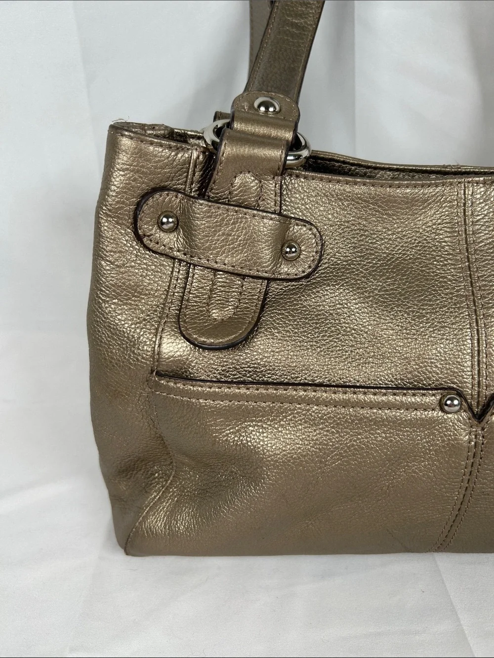 Tignanello metallic gold leather shoulder bag